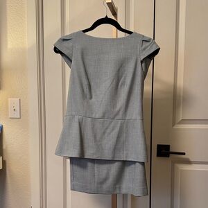 Ann Taylor Gray Cap Sleeve Peplum Dress